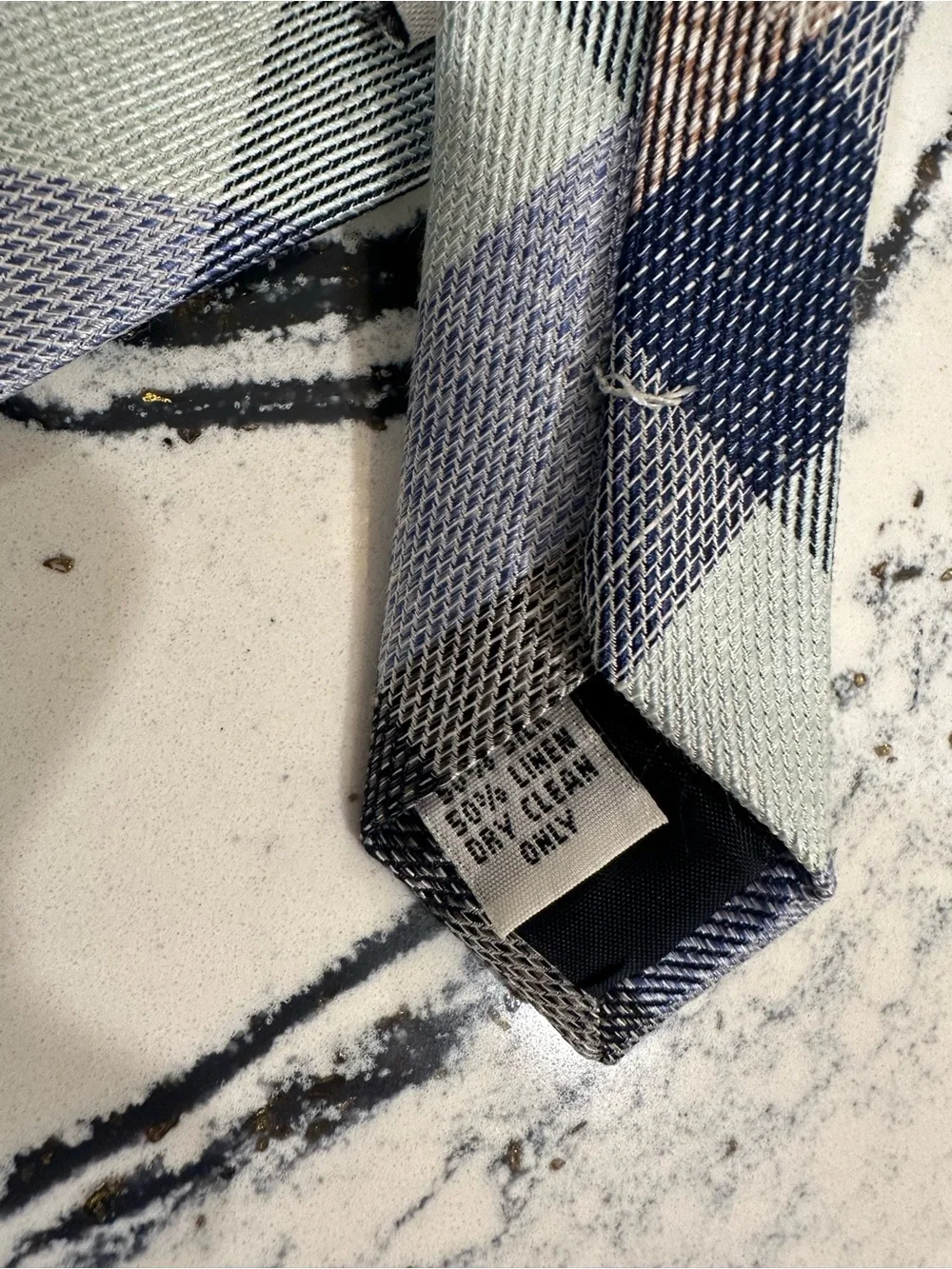 Plaid Men's Tie in Navy, Gray and Brown Tones